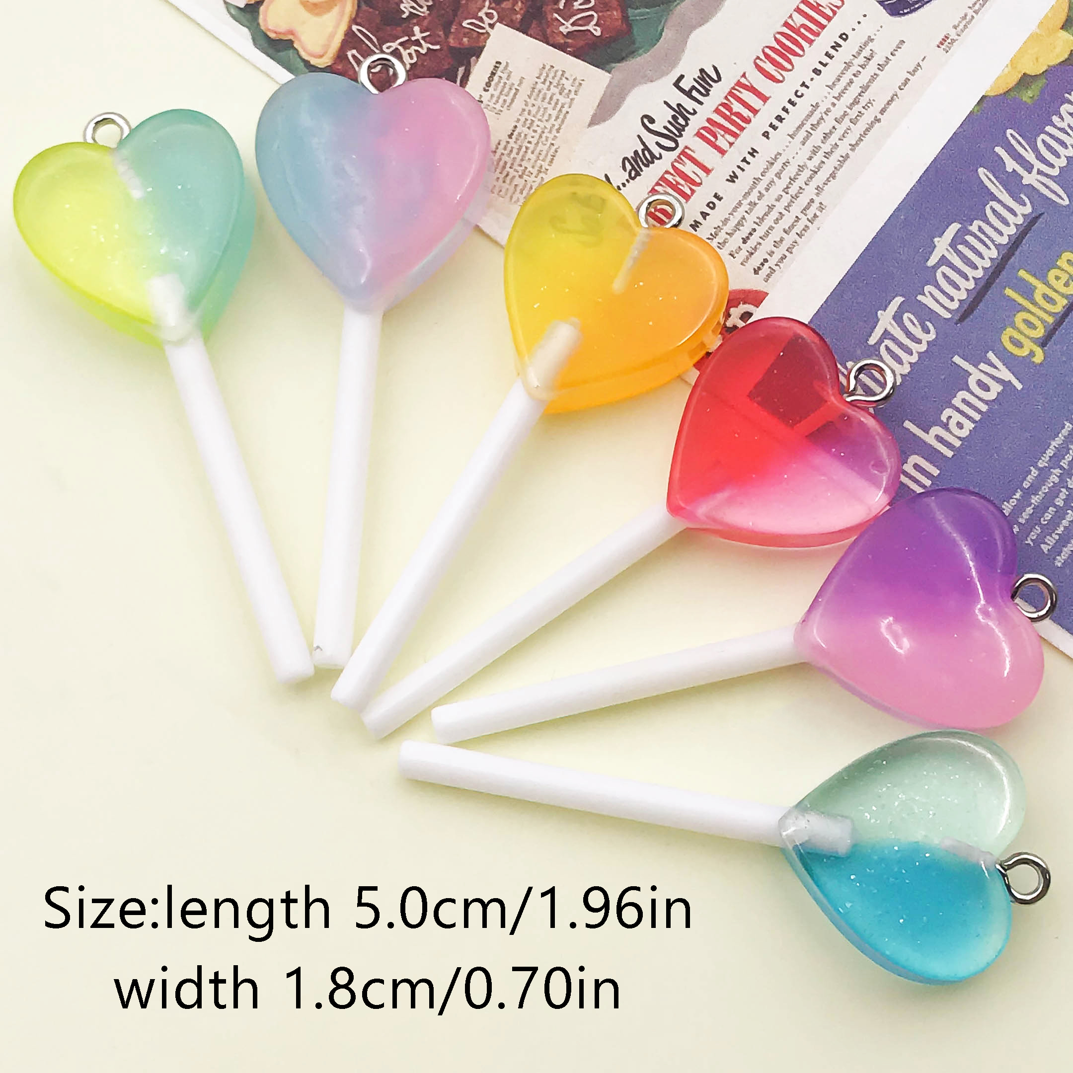 6/10 Uds. De abalorios de piruleta de comida de imitación de resina colorida para hacer joyería hecha a mano, accesorios, collar, pulsera, pendientes