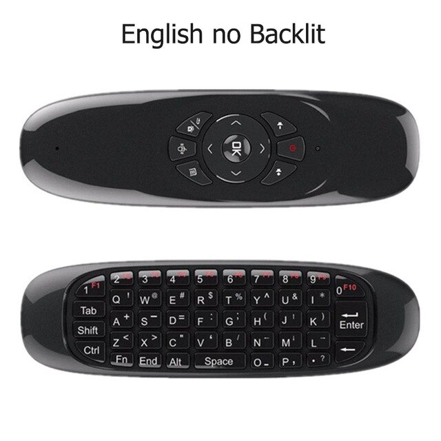 C120 Backlit Mini Wireless Keyboard Air Mouse Somatosensorische Gyroscoop Dubbelzijdig Tv Afstandsbediening Voor Android Laptop Pc: English no backlit