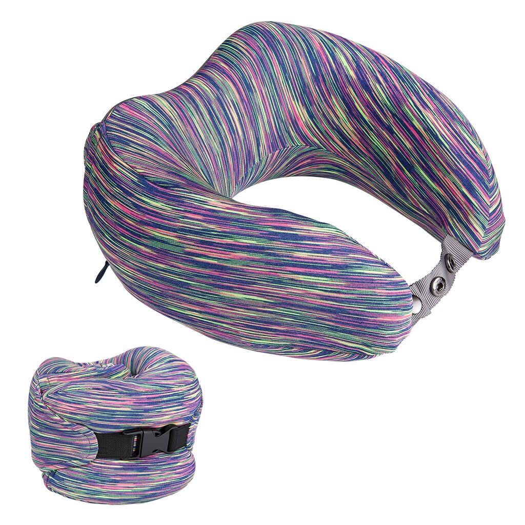 LANGRIA U Shaped Travel Pillow Memory Foam Neck Pillow Car Air Flight Inflatable Pillows Neck Support Headrest Cushion Soft: Color