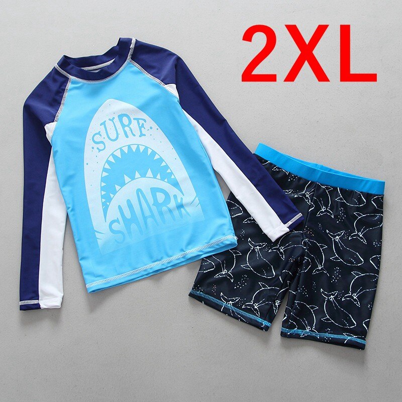 2-15 ans enfant en bas âge maillot de bain garçon Protection solaire à manches longues enfants maillots de bain pour garçons deux pièces éruptions cutanées requin vêtements de bain