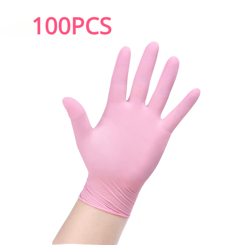 100/50/20PCS Light Pink Disposable Nitrile Gloves Light Pink Gloves For Kitchen Waterproof Anti-static Durable Cooking Tools: XL / green