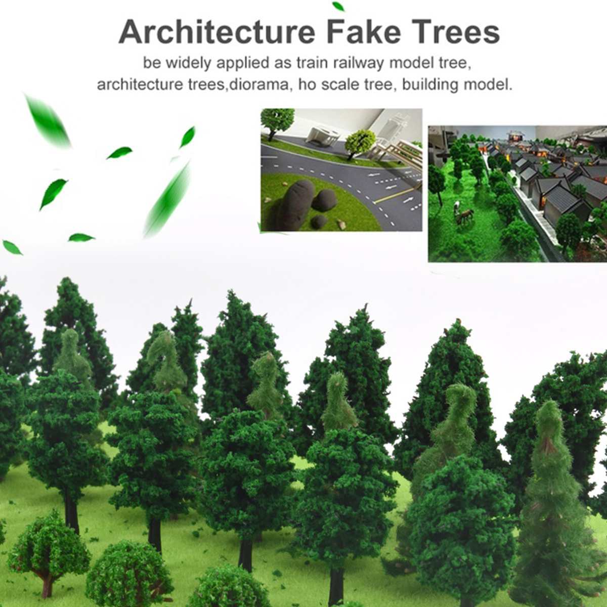 40pcs DIY Handmade Plastic Miniature Model Trees For Building Garden Railroad Layout Scenery Landscape Accessories Toys for Kids