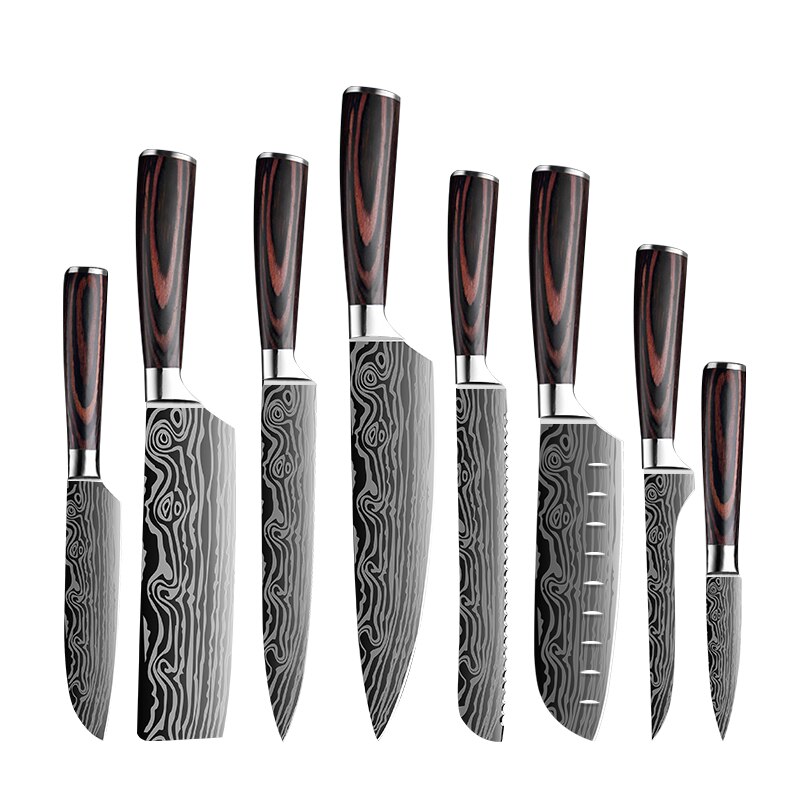 Kitchen Knives Set Sharp Chef Knives Japanese 7CR17 440C High Carbon Stainless Steel 4CR13 Boning Damascus