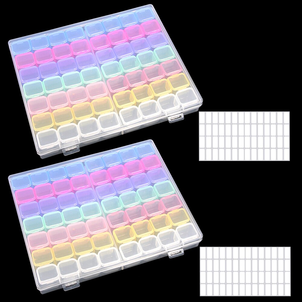 Diamond Nail Art Embroidery Tools Accessories Transparent Plastic Storage Box Diamond Painting Stone Mosaic Container Suitcase: 56 color 2pcs