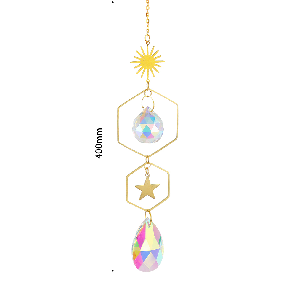 Hanging Crystal Suncatcher Star Craft Sun light Catcher Window Car Moon Bell Pendant Rainbow Maker Home Garden Wall Wind Chime: I