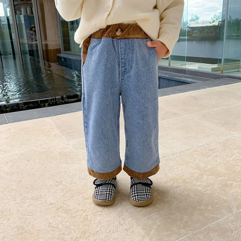 Straight Spring Autumn Jeans Pants Boys Kids Trousers Children Clothing Teenagers Formal Outdoor: Blue / 5T