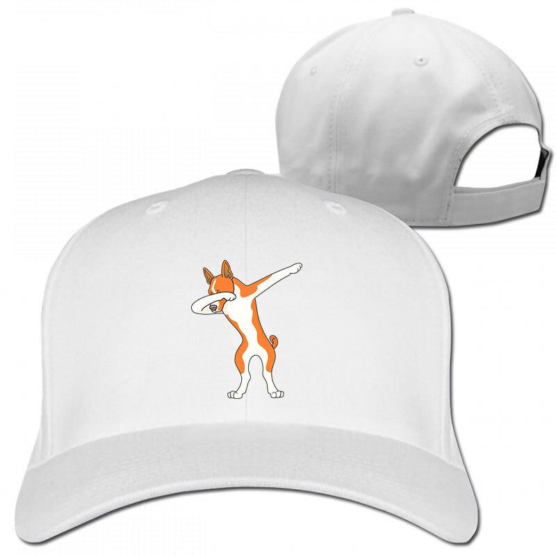 Funny Basenji Dabbing Baseball cap men women Trucker Hats adjustable cap: 1-White