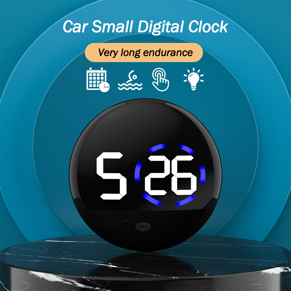 Mini reloj Digital adhesivo, reloj de cuarzo con pantalla táctil, adorno electrónico automotriz, accesorios de Interior de coche
