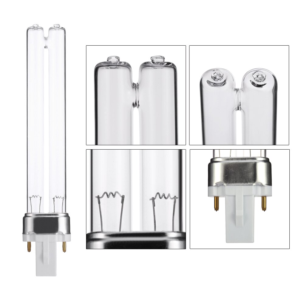 2 stk 9w akvariefisk akvarium uv sterilisator renser udskiftning lampe rør pærer renser pærer  g23 base bakteriedræbende ultraviolet