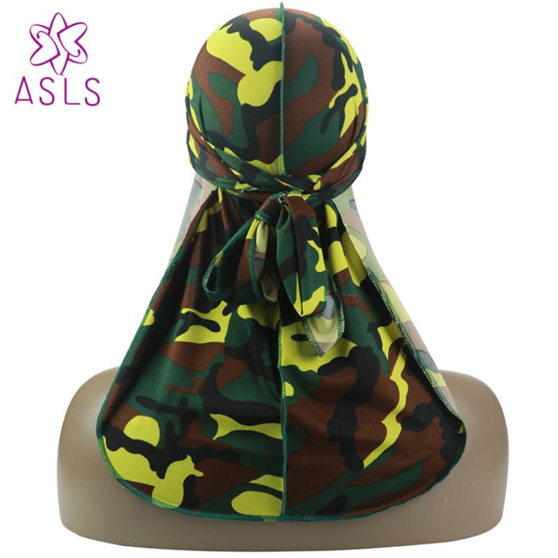Silky Camo Durag 360, 540,720 Waves Extra Long Tail and Wide Straps for Men Stitching Outside Camouflage Print Durag: yellow