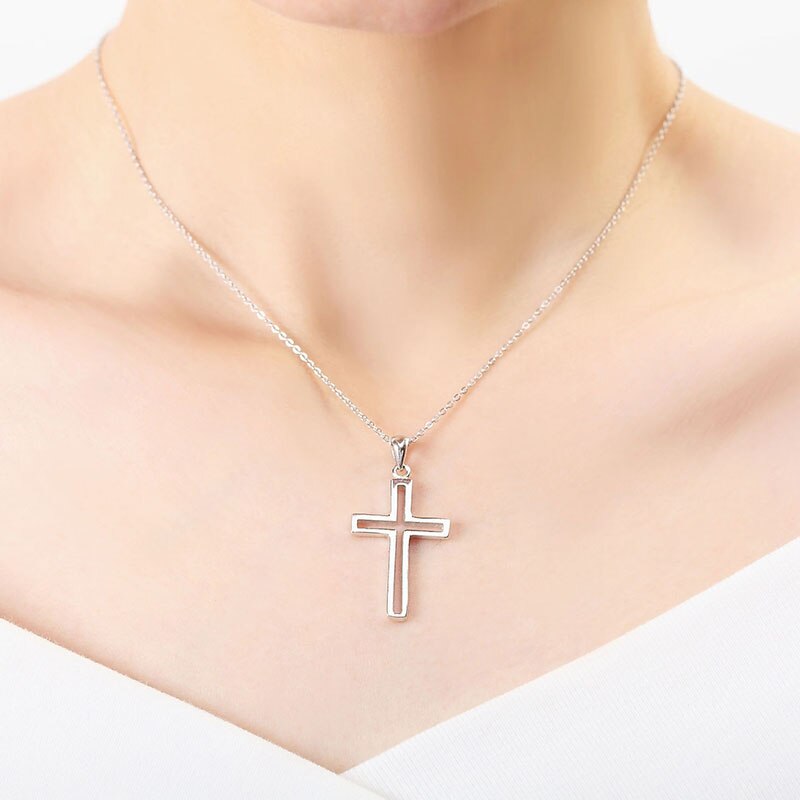 BALMORA 925 Sterling Silber Einfache Kreuz Anhänger für Frauen Männer Liebhaber Christian Schmuck Zubehör Ohne eine Kette