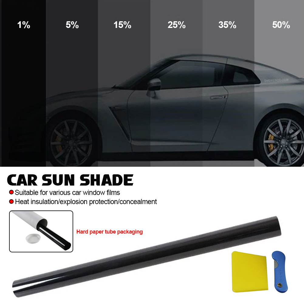 Rollo de película negra para ventana de coche, varios tamaños, autoadhesivo para el hogar, tinte de vidrio, Protector UV de privacidad, pegatina para ventana, película parasol