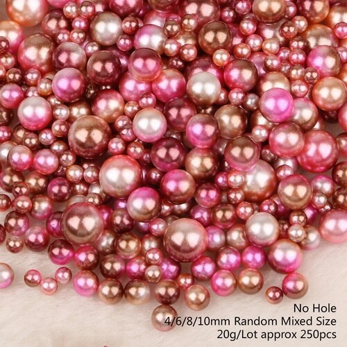 4/6/8/10mm multi størrelse 250 stk / lotoption om tilfældig blanding farve ingen huller perler runde perler til diy dekoration: Guld mørk pink