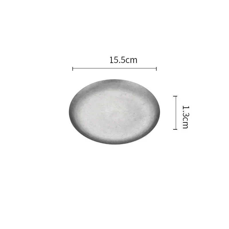 304 ronde vintage dessertbord Creatieve steak Pastaplaat Roestvrij staal Eettafel Taartbak Ondiepe borden set Japanse gerechten: Zilver