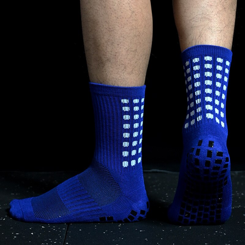 Sport Anti Slip Voetbal Sokken Katoen Voetbal Mannen Grip Sokken Calcetines: Blauw