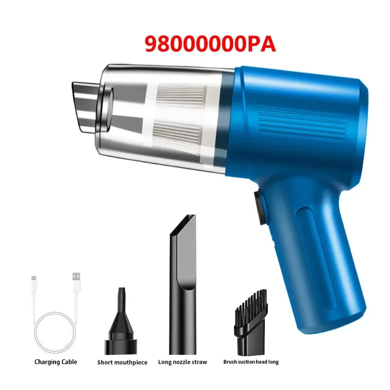 [Rechargeable Handheld Car Vacuum] Portable car vacuum cleaner rechargeable handheld car vacuum cleaner, wireless vacuum cleaner: Blue