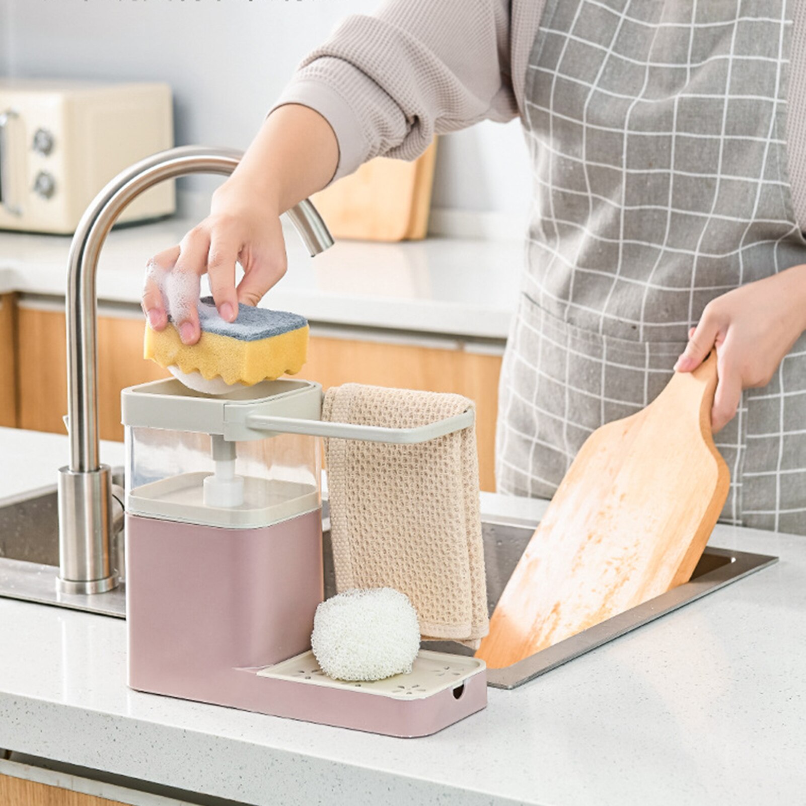 Recipiente multifuncional para guardar jabón y lavar platos, estantería para toallas, accesorios de baño, utensilios de cocina, accesorios para la cocina, joyería de baño