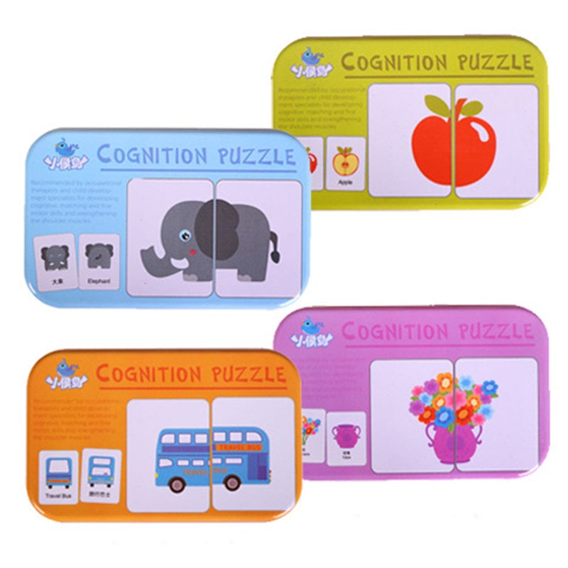 Baby Toys Infant Early Head Start Training Puzzle Cognitive Card Vehicl/Fruit/Animal/Life Set Pair Puzzle Baby