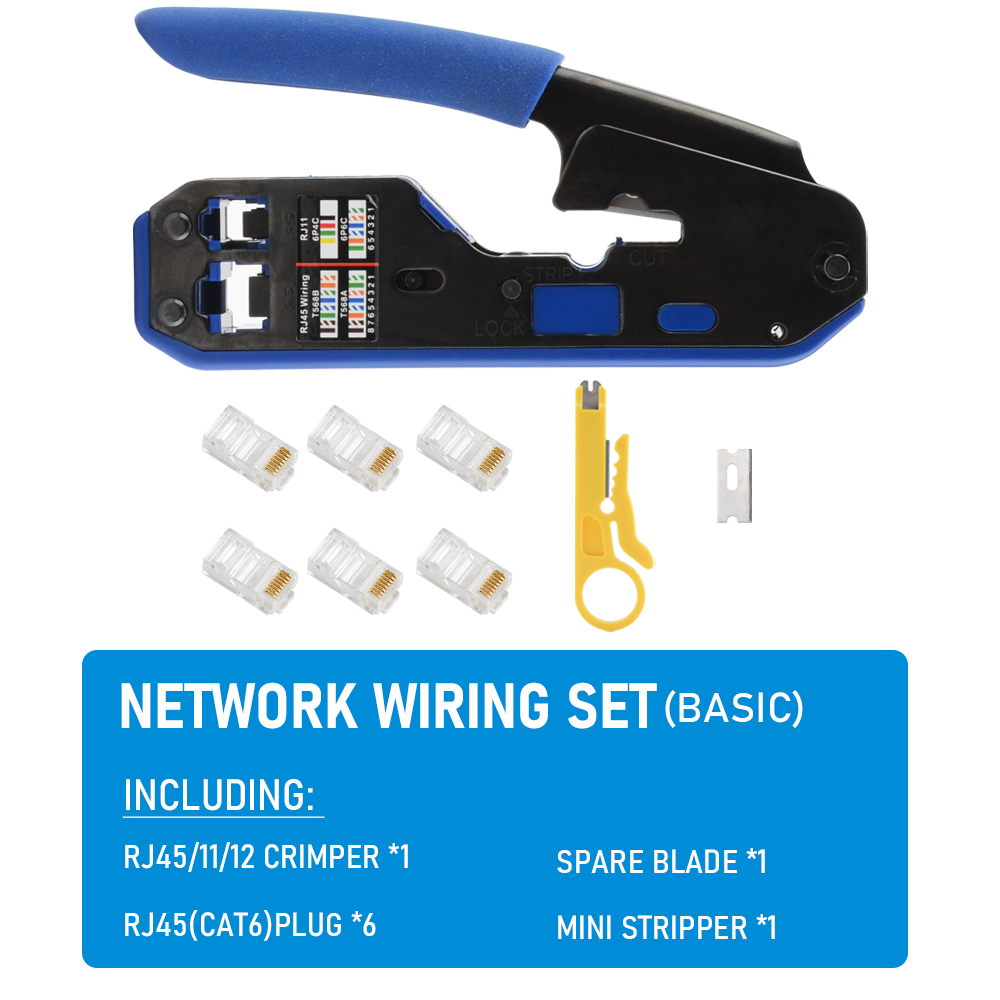 RJ45 krimptang tang netwerkkabel crimper draad stripper cutter ethernet clip tang RJ45 RJ12 RJ11 cat6 cat5e cat5: Beige