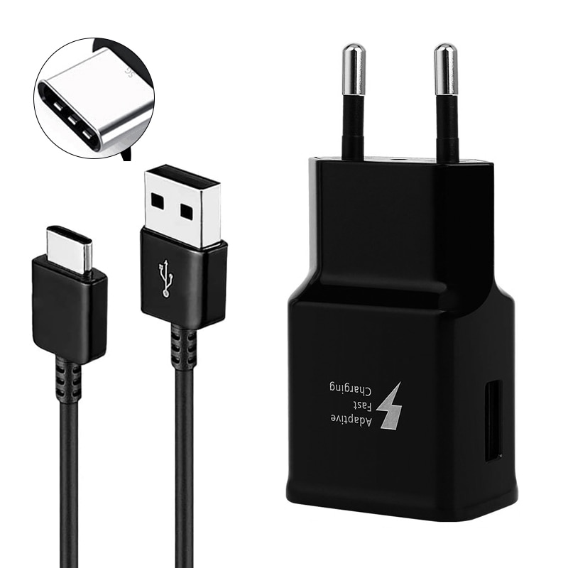 Adaptive Fast Charger Adapter For Samsung Galaxy A10 A20 A30 A40 A50 A70 A51 S9 S8 S10 Plus S10e Note 8 9 Charging Type C Cable