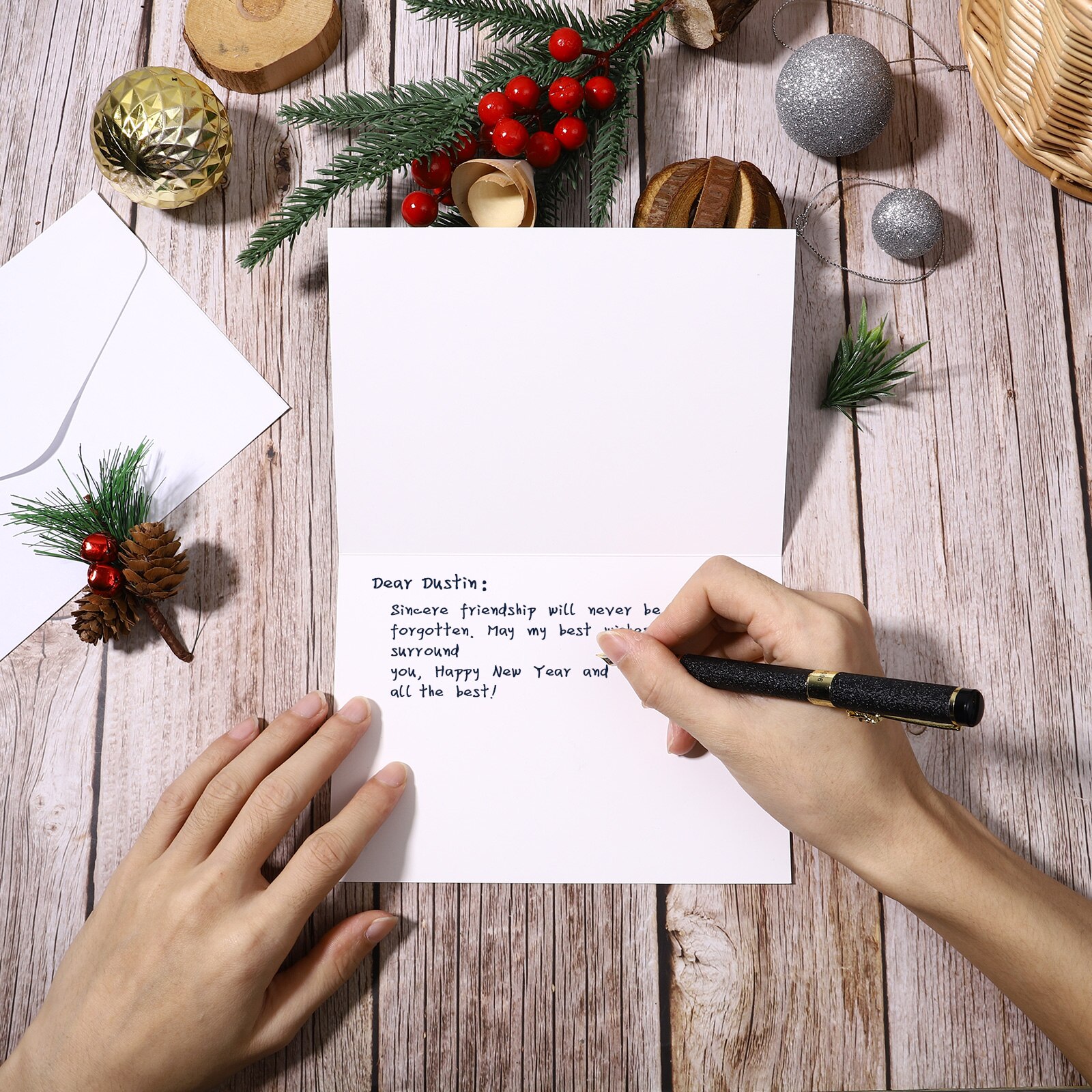 STOBOK 30pcs Happy Year Cards With Envelopes White Cardboard Blessing Cards Blank Greeting Cards With Envelope