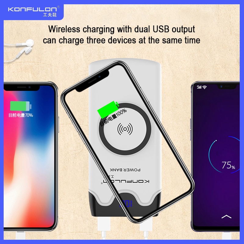 Wireless Charger10000Mah USB External Battery Wireless Charging Powerbank Wireless 10000 Mah Portable Poewr Bank ForPhone