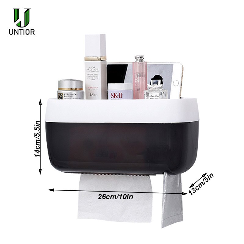 Untior vægmonteret tissuekasse dispenser servietholder kasse papirbakke rulle afløbshylde badeværelse sugekop toiletpapirholder