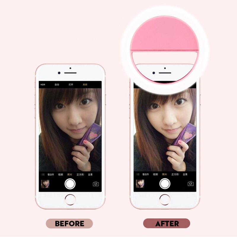 Portable Mini LED Ring Light Phone Flash Selfie Light Clip-on Mobile phone Selfie video light Night Enhancing Up Selfie Lamp