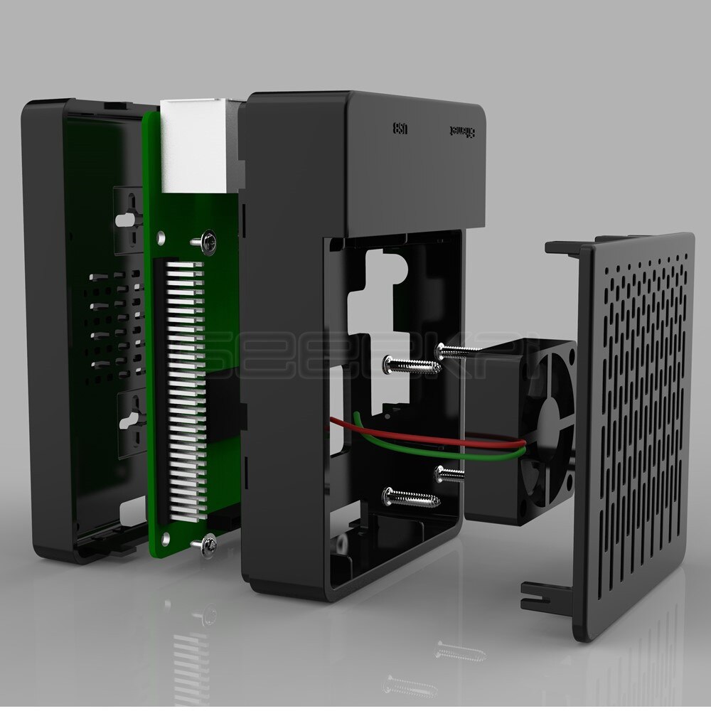 Geeekpi abs sort/hvid cover cover kabinet shell box + køleplader + køleventilator til raspberry  pi 3 b+  plus  / 3 b / 2 b