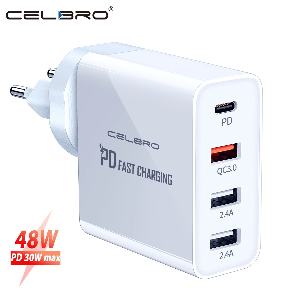 48W Multi Usb Pd Charger Quick Charge 3.0 Snelle Telefoon Oplader Voor Samsung Galaxy S20 Ultra Note 20 10 plus Iphone 12 Pro Laders