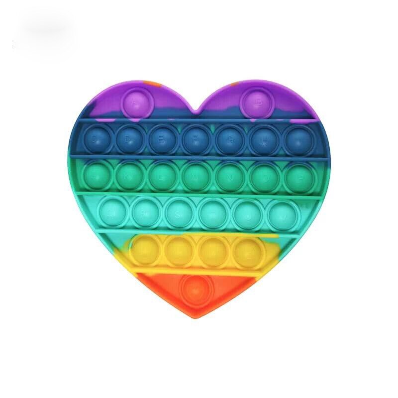Push Bubble pop it Autism Fidget Toys Special Needs Stress Reliever Helps Relieve Stress and Increase Focus Soft Squeeze Toy: Heart-Rainbow