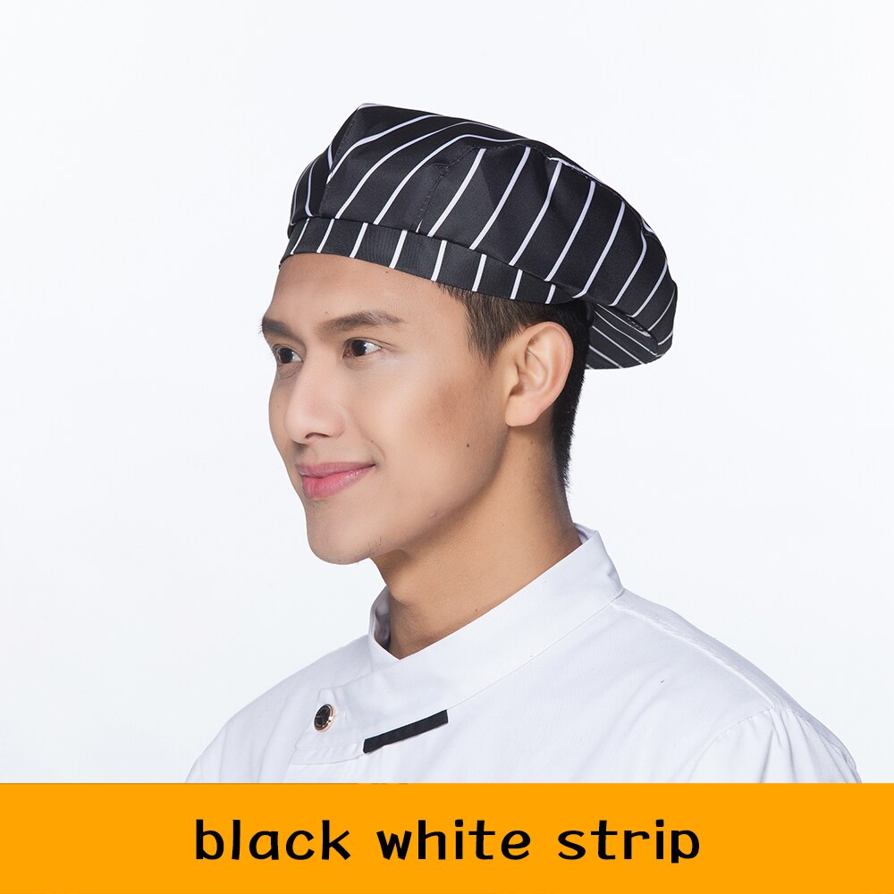 Chapeau de Chef Service alimentaire, uniforme de travail de cuisine café Restaurant, casquette élastique, chapeaux de serveur de barbier à imprimé de piment, 17 couleurs: 4