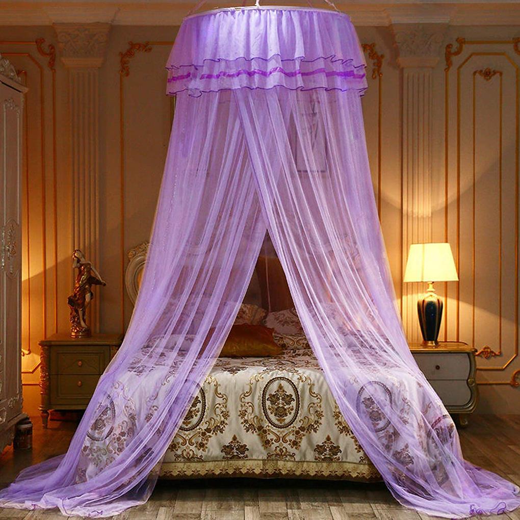 Mosquito Net Dome Bed Net Polyester Portable Bed Curtain Ceiling Children Bedding Net Cover Home Decoration Princess Summer: Purple
