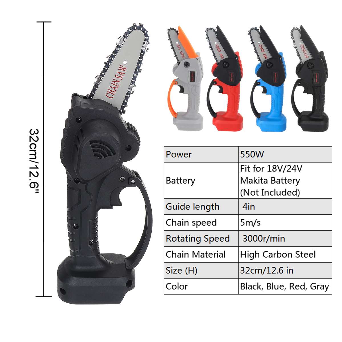 Mini Electric Chain Saw Wood Cutting Lithium Battery Pruning Chainsaw Garden Tool Rechargeable Woodworking Tool