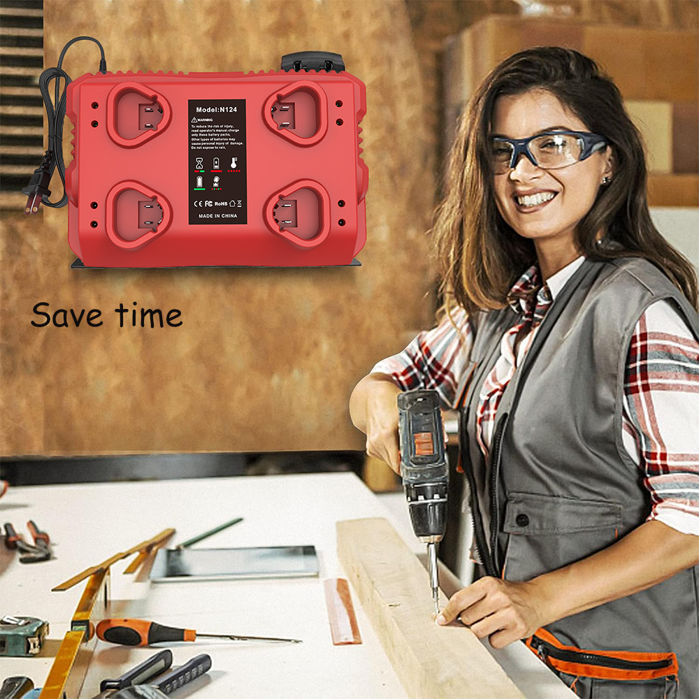 Suitable for Milwaukee M12 N12 lithium ion battery charger N124-4 charging 12A144W fast charging with USB and Typec output ports