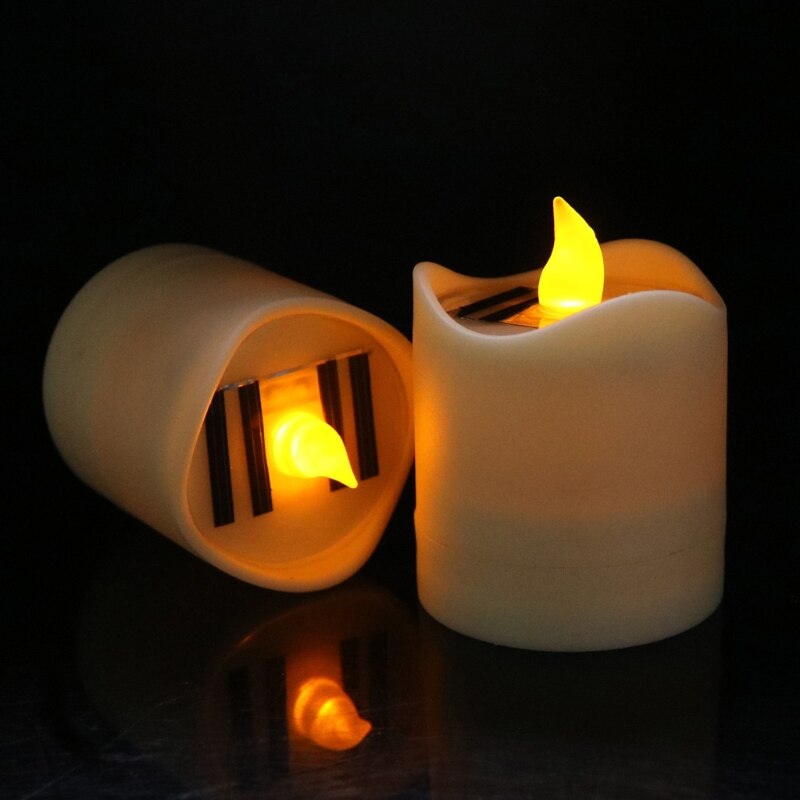 Zonne-energie Led Kaars Licht Geel Flicker Tea Lamp Festival Bruiloft Romantische Decor Wxtc
