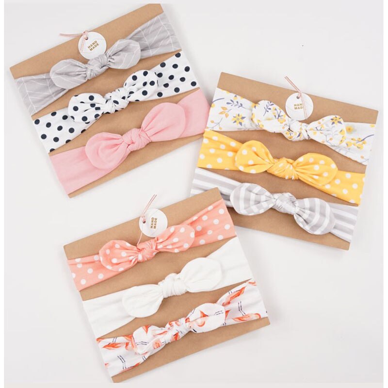 3 Stks/set Baby Meisjes Tulband Hoofdband Haar Accessoires Katoen Konijn Oor Boog Elastische Haarband Baby Prinses Kerst Dag