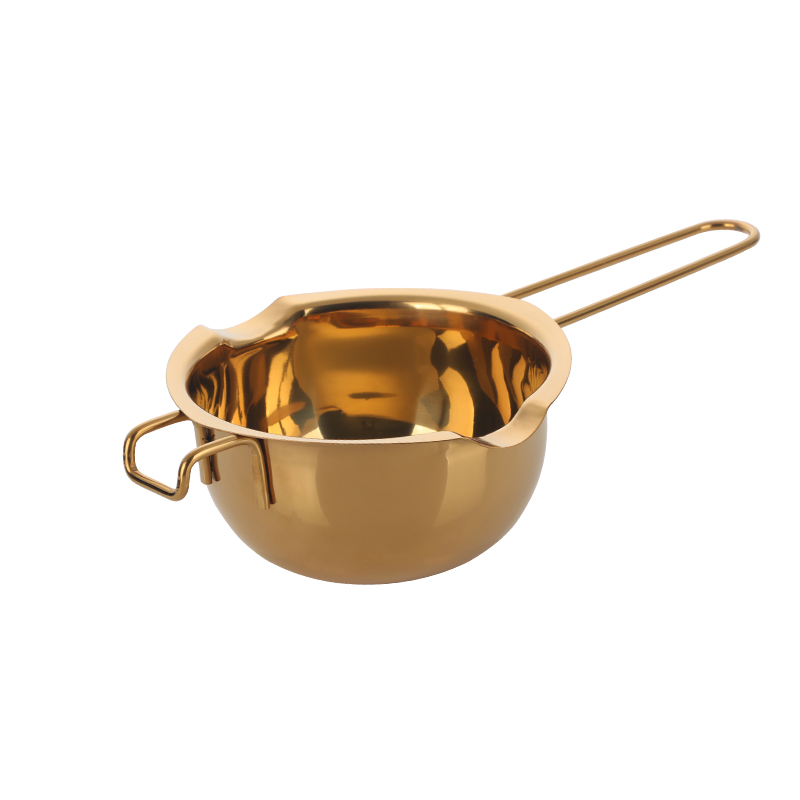 Stainless Steel Chocolate Melting Pot For Candy Candle Making Long Handle Wax Butter Heating Melting Bowl Dessert Baking Tools: Gold