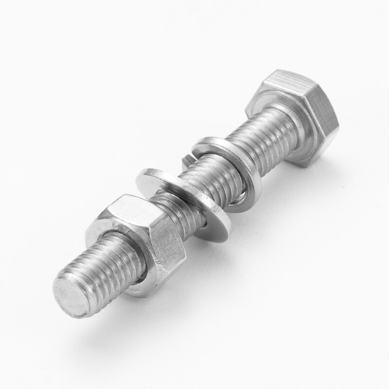 Conjunto M4 M4 Parafuso Sextavado de Aço Inoxidável 304X8 10 12 14 16 18 20 25 30 35 40 45 50 60mm de Comprimento Conjunto Parafuso Sextavado com Porca e Arruelas