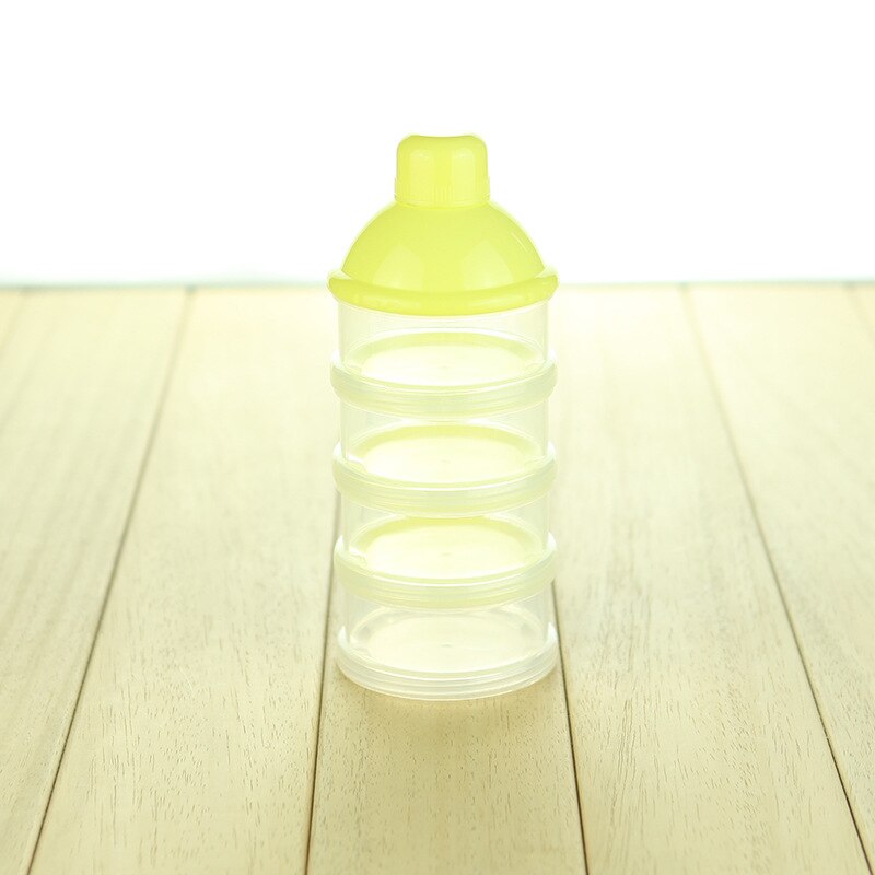 3/4/5 layers Baby Feeding Box Milk Powder Formula Dispenser Feeding Food Container Storage Bottle Toxic-free for Infant Kids: 4 layer yellow