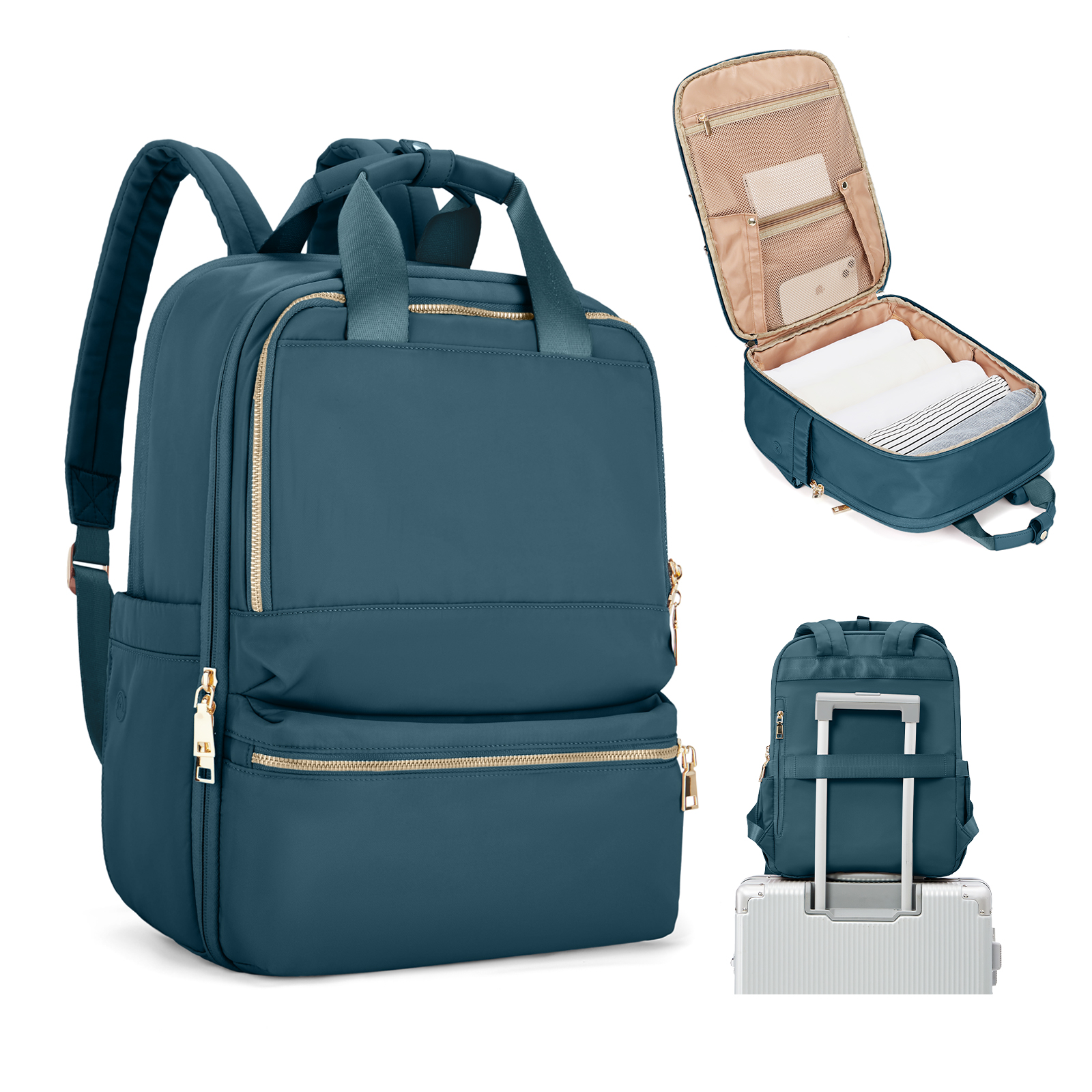 Mochila para mujer, mochilas para ordenador portátil universitario de gran capacidad de de lujo, bolsos elegantes de trabajo, mochila de viaje para cabina de vuelo para hombre: Azul