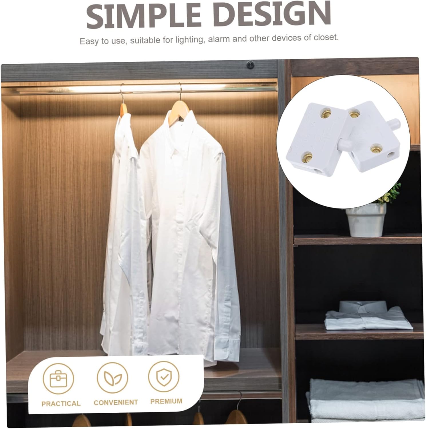 Automatic Cabinet Door Switch Wardrobe Closet Touch Activate Lights Switch Open On Close Off For Drawer to Power LED