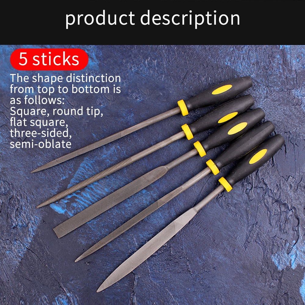 LUXIANZI 5PCS Needle Files Set Mini Metal Rasp For Wood Carving Tool Metal Glass Stone Craft Steel Rasp Hand File Tool Kit