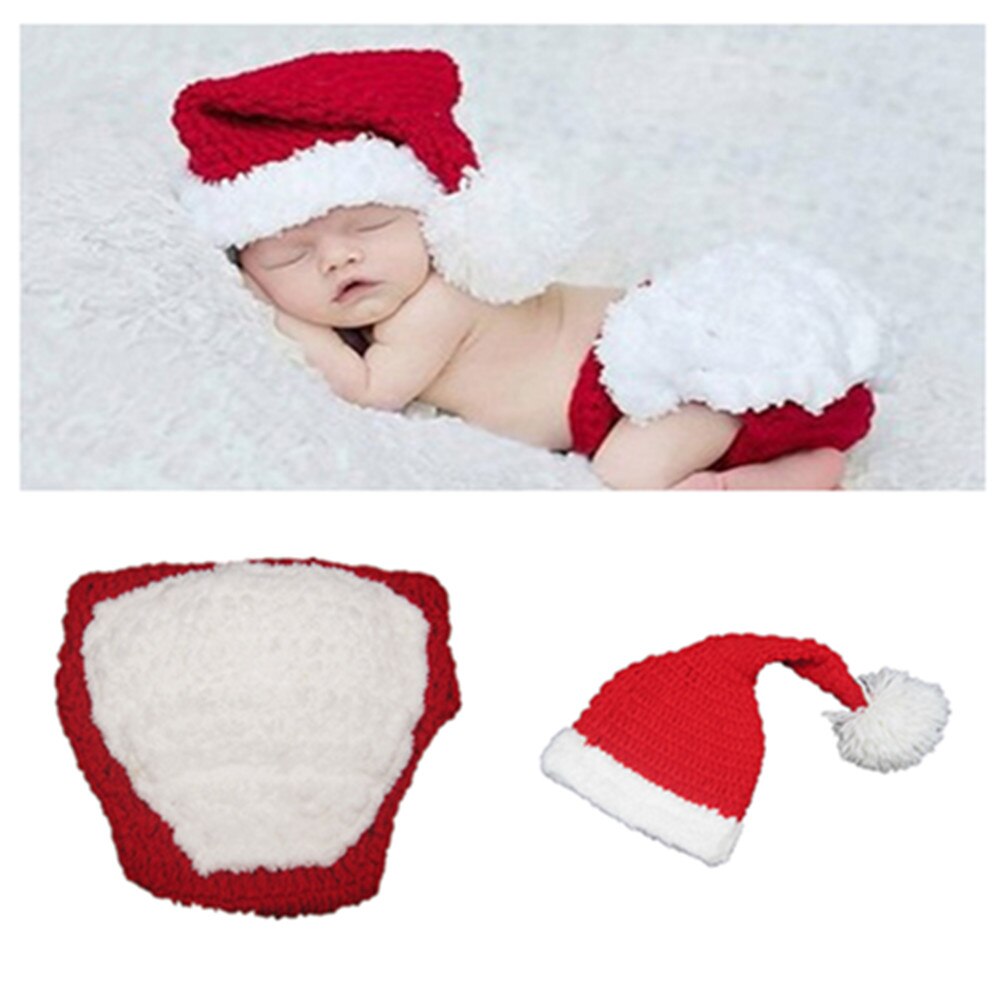 Neonatal juletøj baby fest manuel fotografering tøj mini baby til juletøj billeder: Hat og bleer 2