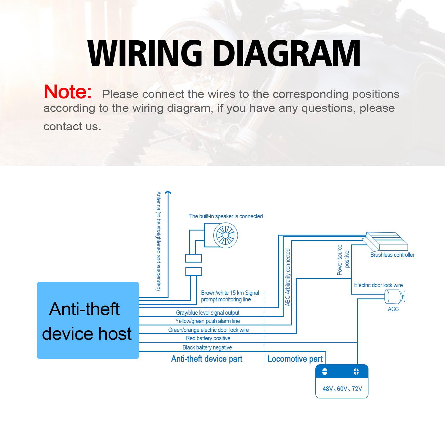 Alarm with car start Moto opening lock with one button anti-theft alarm electric vehicle alarma moto
