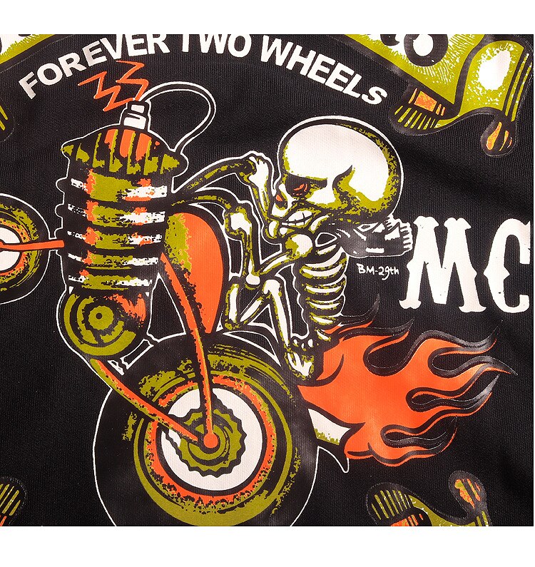 Men's Motorcycle Retro Vintage Punk Crewneck Sweatshirt Sportswear Back Print