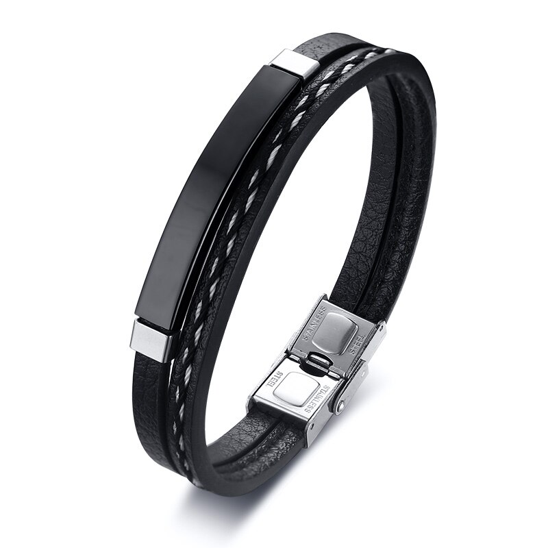 SPANISCH Lagerbier SCHWARZ LEDER Armbinde MIT EDELSTAHL Inspiration Schild GEFLOCHTENE Armbinde: Schwarz