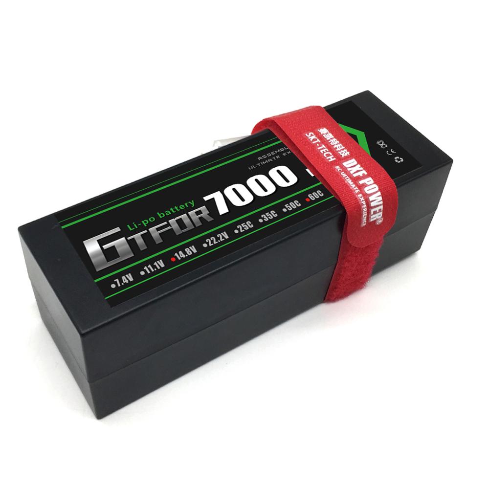 GTFDR Lipo 4s Battery 14.8V 7000mAh 60C MAX 120C Hard Case For 1:8 1:10 RC Car E Buggy Truggy TRX Car