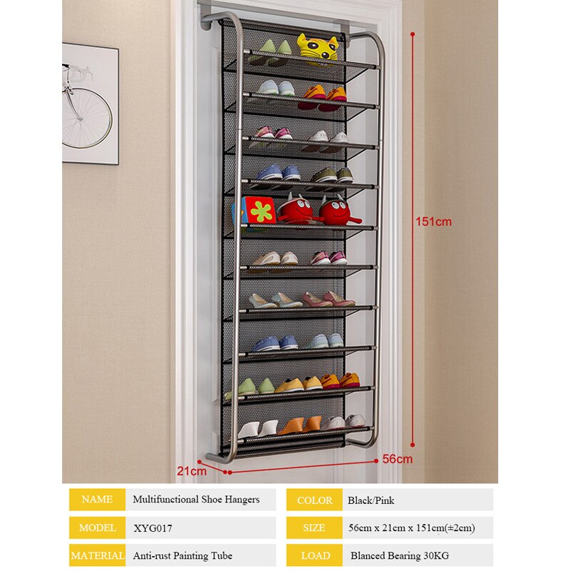 MultiLayer Wall-Mounted Shoe Rack Over the Door Shoes Hanger Hallway Space Saving Shoe Organizer Home Furniture Economical