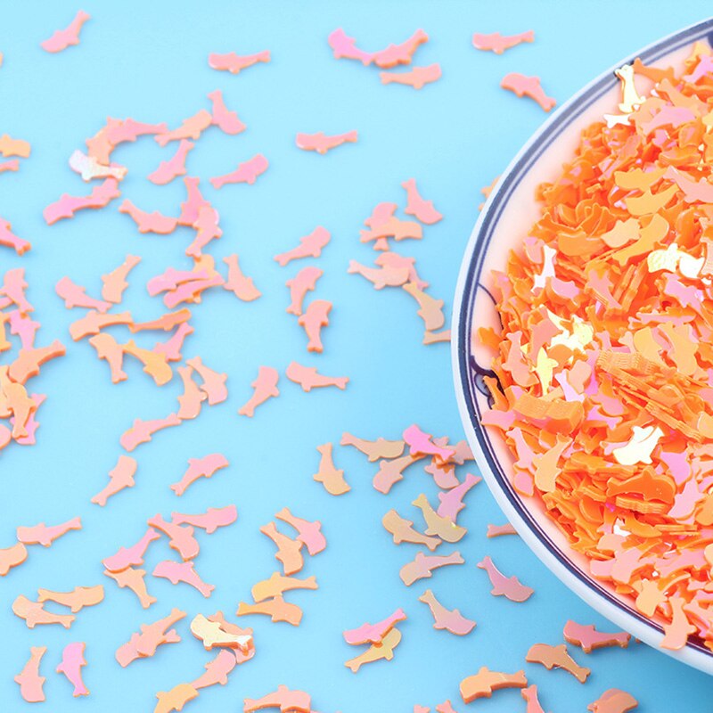 10g Dolphin Sequin PVC Loose Sequins for Crafts Paillettes Sewing Accessories DIY Glitter Confetti Nail Arts Decoration 5*7mm: orange